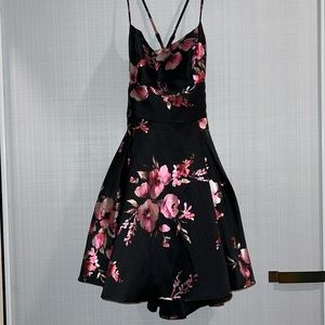 Black Floral Skater Dress Size 5/6